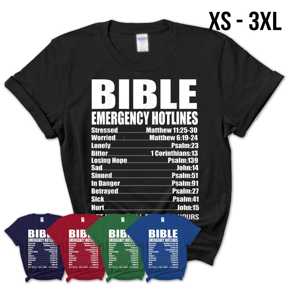 Bible Emergency Numbers Funny Hotline Christian T Shirt Gift – Teezou Store