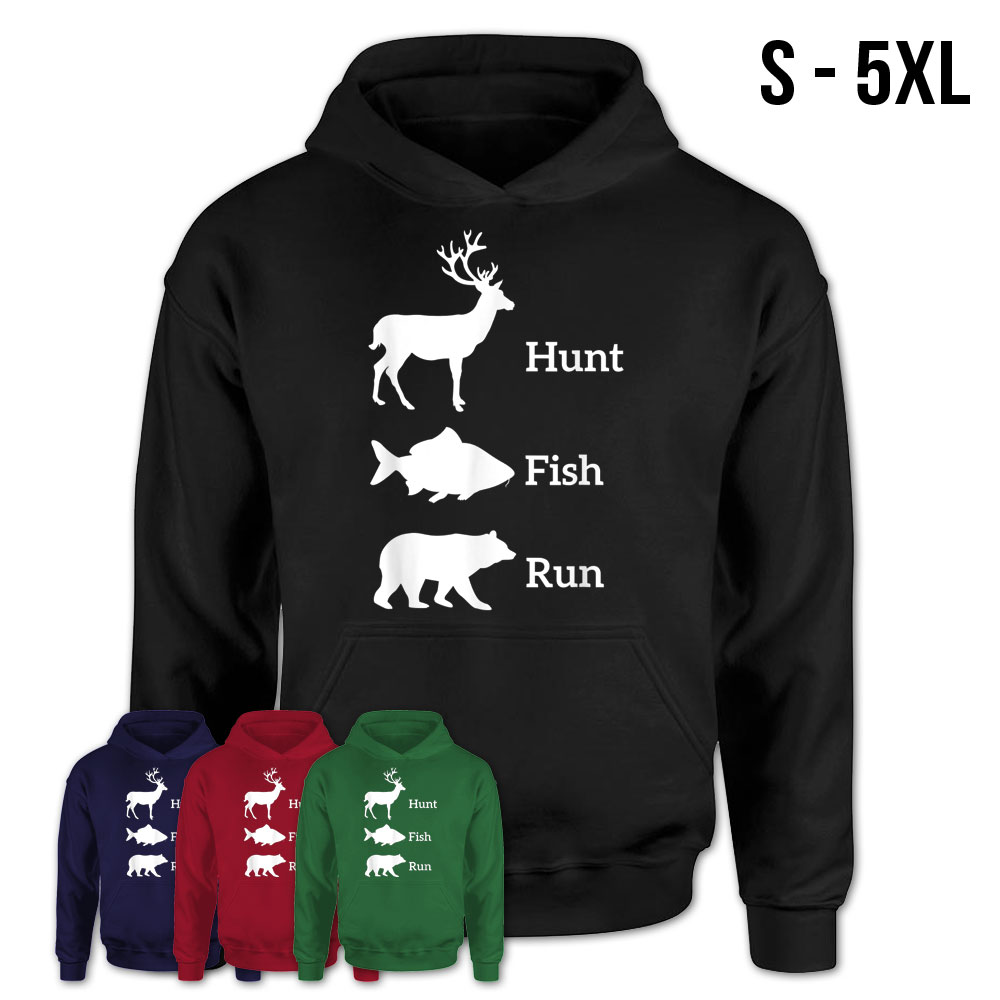 Funny Hunting Fishing Hunt Fish Run Bear T Shirt Tee – Teezou Store