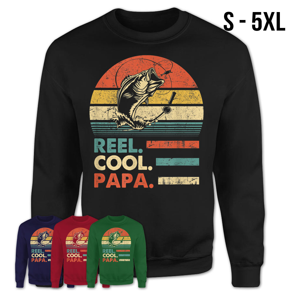 Father's Day Funny Gift Ideas Apparel Reel Cool Papa Dad Father T Shirt  Long Sleeve T-Shirt