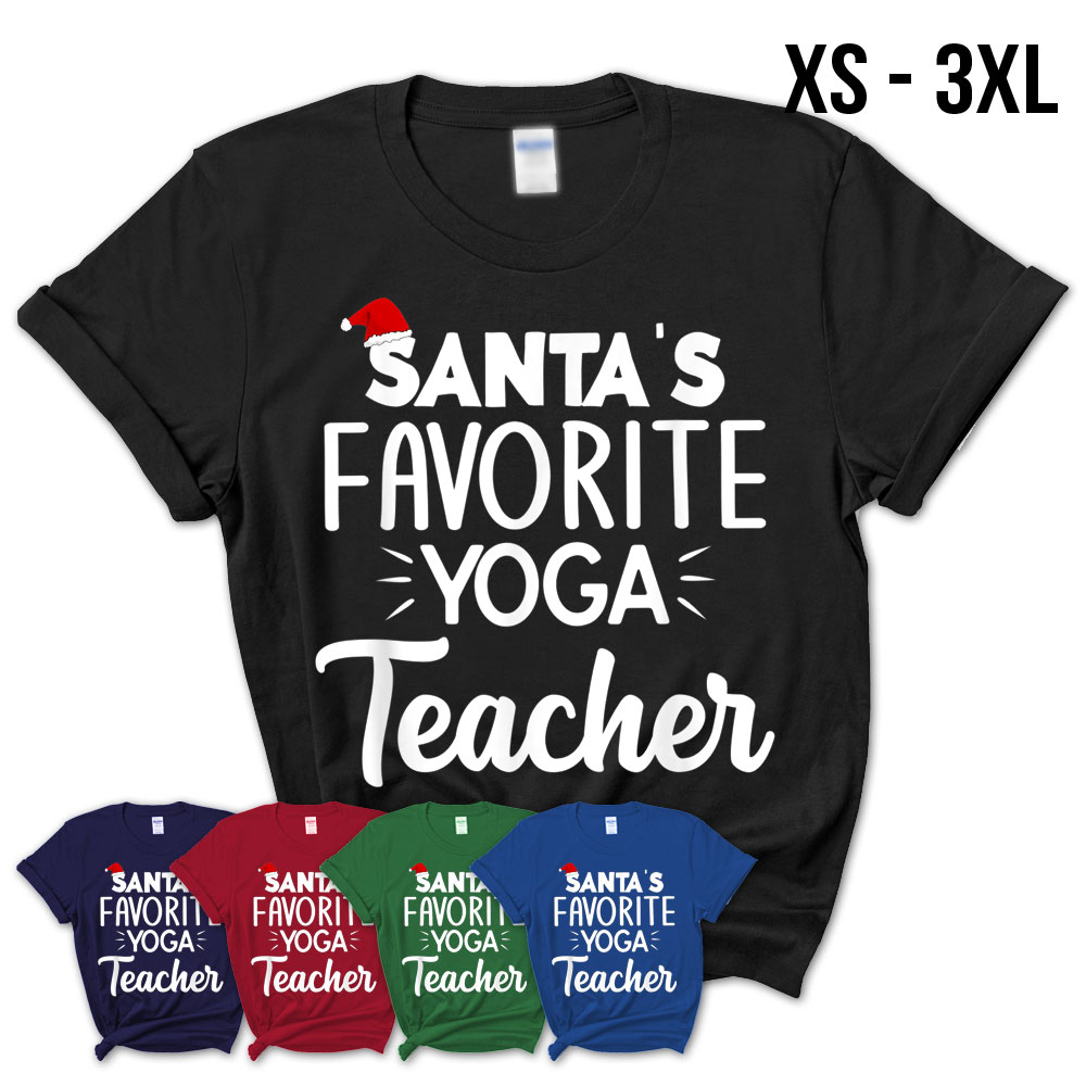 Christmas Instructor Gift Santa'S Favorite Yoga Teacher T-Shirt