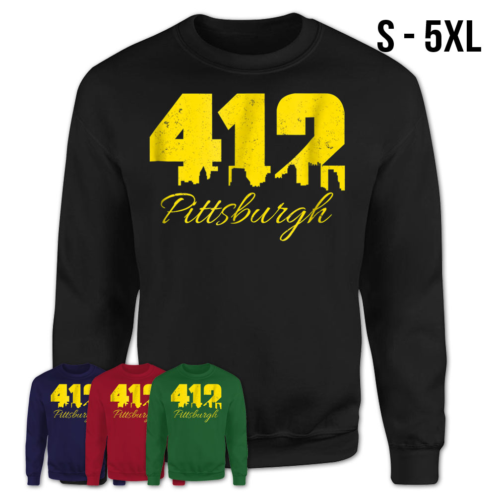 Pittsburgh Tshirt 412 City Skyline Yellow Pittsburgh T-Shirt