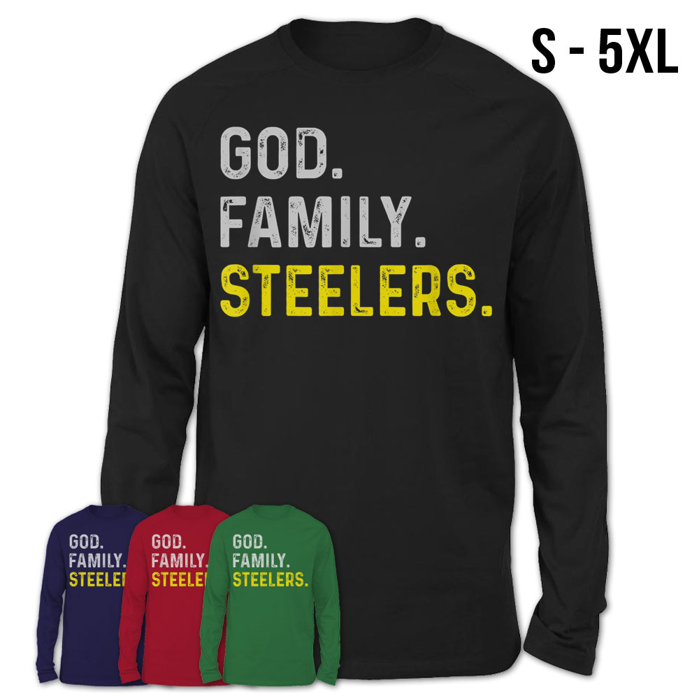 God Family Steelers Pro Us Flag Shirt Father'S Day Dad Gift T