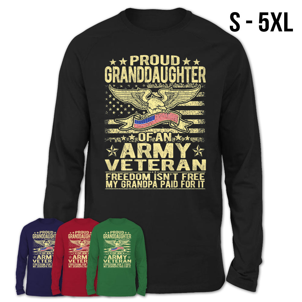 Pelgrim Toegeven Verfijnen Granddaughter Of An Army Veteran Us Flag Military Family T-Shirt – Teezou  Store