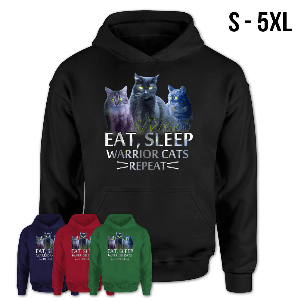 Eat Sleep Warrior Cats Repeat Funny Cat Mom Gifts Shirt & Hoodie 