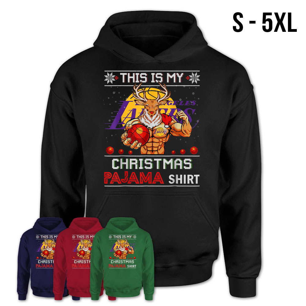 Reindeer Christmas Pajama Basketball Los Angeles-Laker T-Shirt – Teezou  Store
