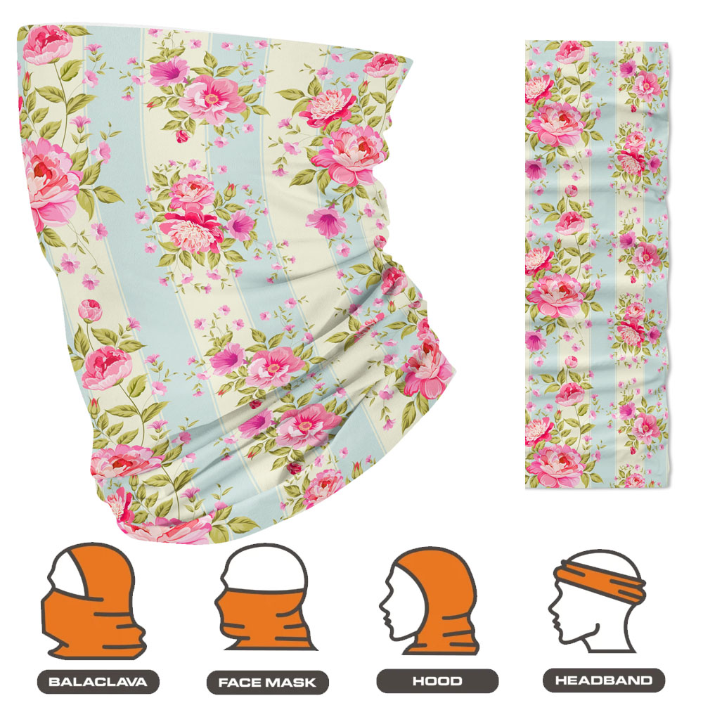 Protect Yourself with This Gear, Multi-Functional, Pink Floral Flowers Pattern