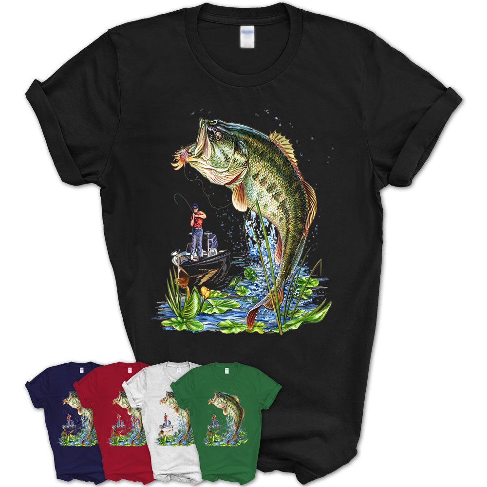 Fishing Graphic T-Shirt Large Mouth Bass Fish Gift – Teezou Store