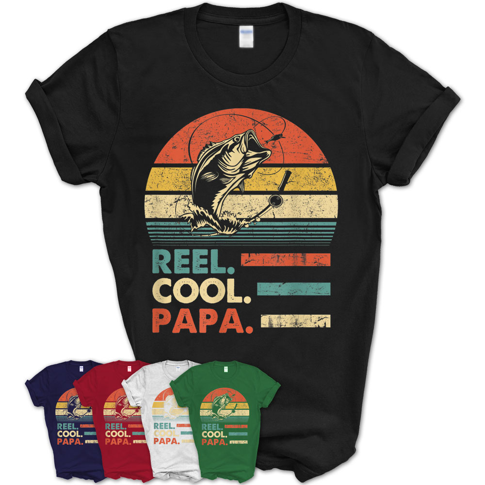  Reel Cool Papa Really Cool Fishing T-Shirt : Clothing
