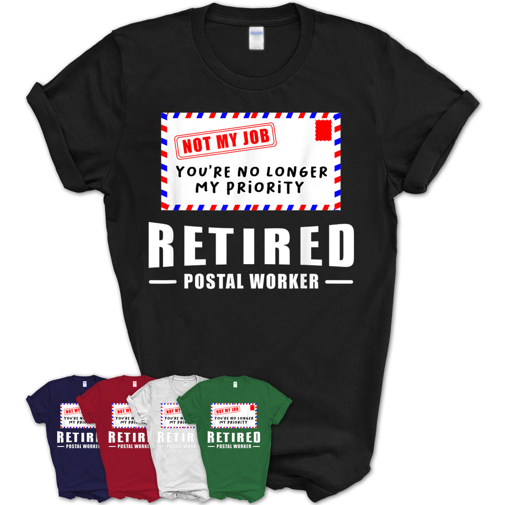Retired Post Office Postal Worker Retirement Postman T-Shirt T-Shirt ...